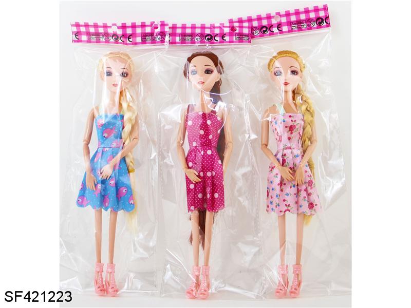 9关节3D真眼辫子芭比娃娃(多款混装)