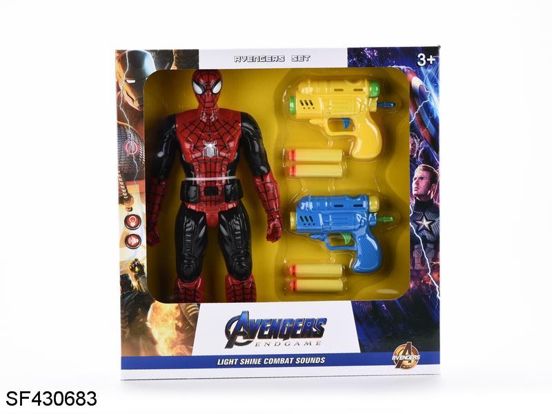 经典黑蜘蛛侠公仔带灯光/语音+2副软弹枪组合(包电)