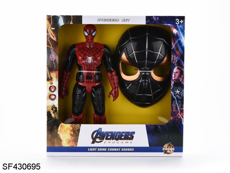 经典黑蜘蛛侠公仔带灯光/语音+黑面具(包电)