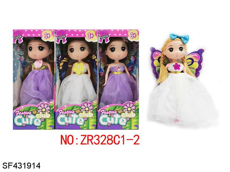 7寸实身婚纱双辫发型迷糊娃娃蝴蝶仙子