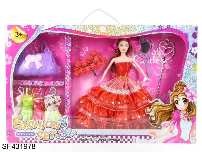 11.5寸实身婚纱芭比娃娃带配件衣服