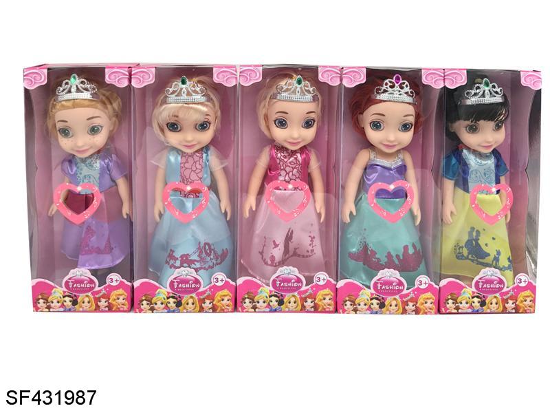 14寸3D眼公主搪胶身体带音乐(5款混装)