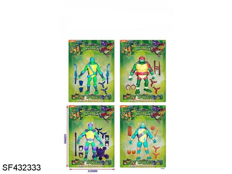 11寸忍者神龟公仔(有灯有声)+配件武器(4款混装)