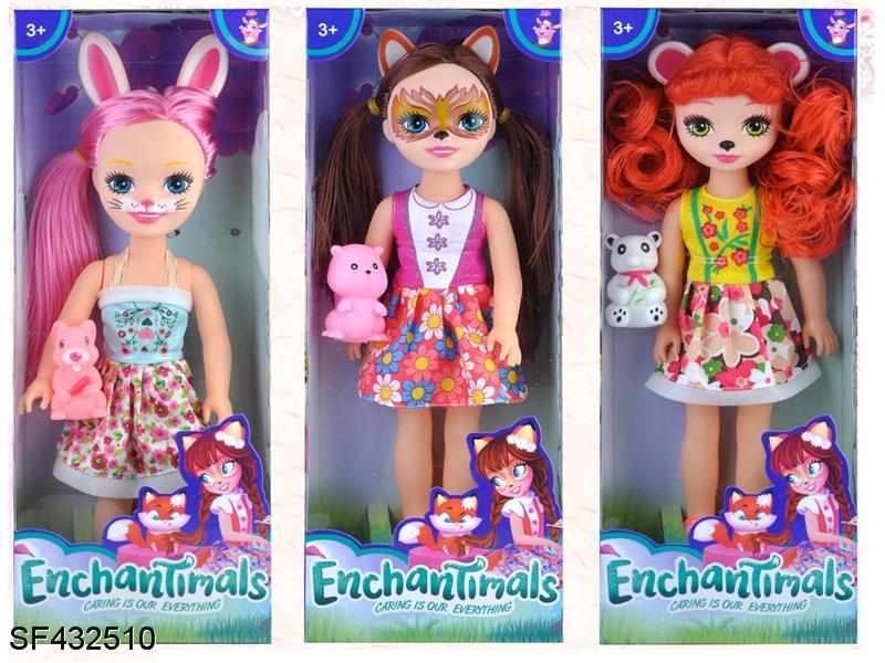 6寸实心动物高中芭比娃娃