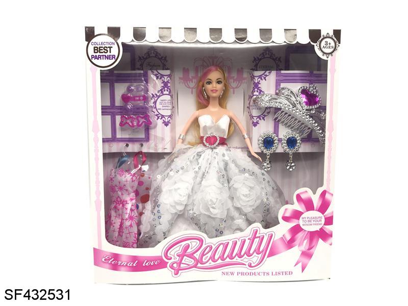 11.5寸实身婚纱芭比带配件