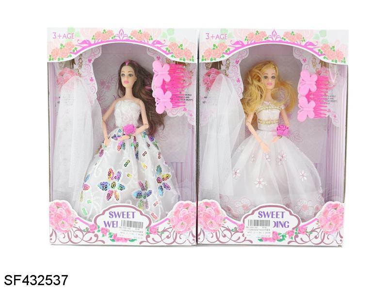 11.5寸实身婚纱芭比带花呗带发夹