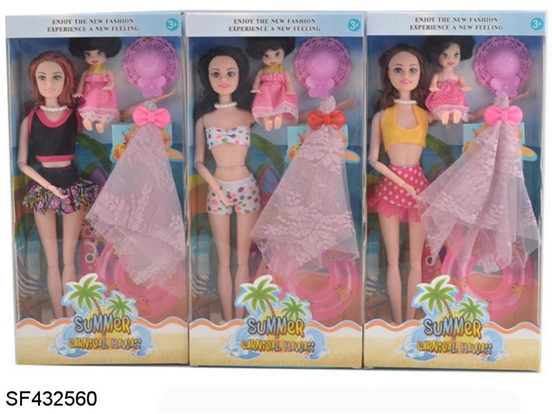 11.5寸12关节实身泳装芭比带3寸凯利带配件