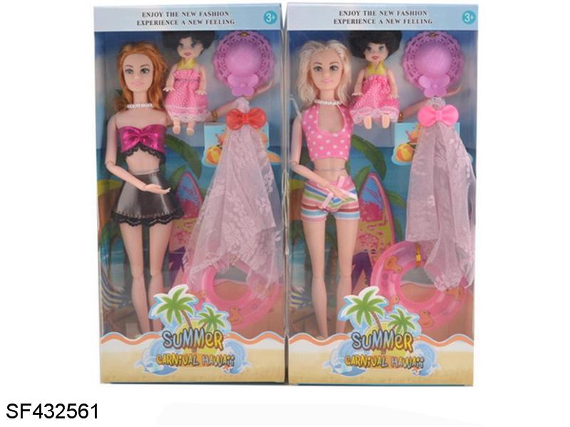 11.5寸12关节实身泳装芭比带3寸凯利带配件