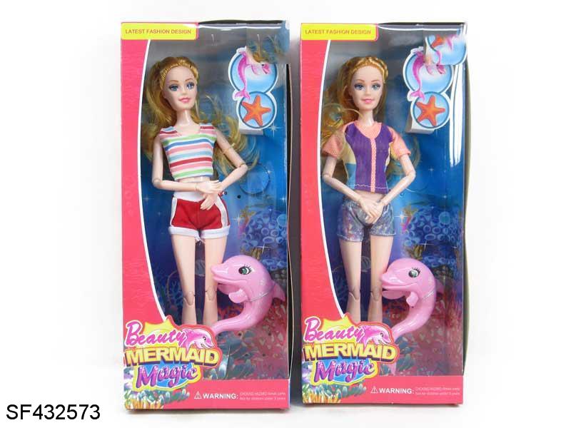 11.5寸12关节实身泳装芭比带海豚