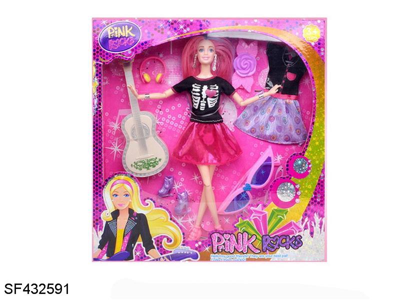 11.5寸12关节实身手提琴芭比带配件