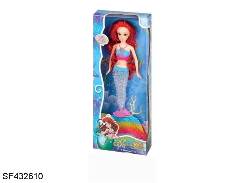 14寸实身3D真眼珠美人鱼芭比带灯光音乐