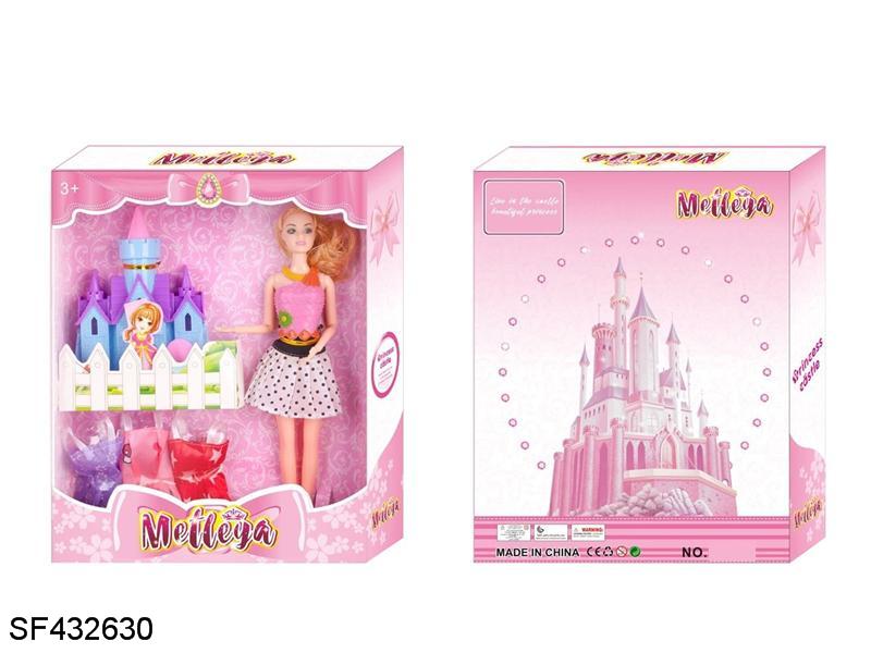 11.5寸11关节实身芭比带城堡带衣服
