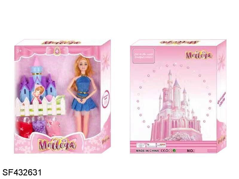 11.5寸11关节实身芭比带城堡带衣服