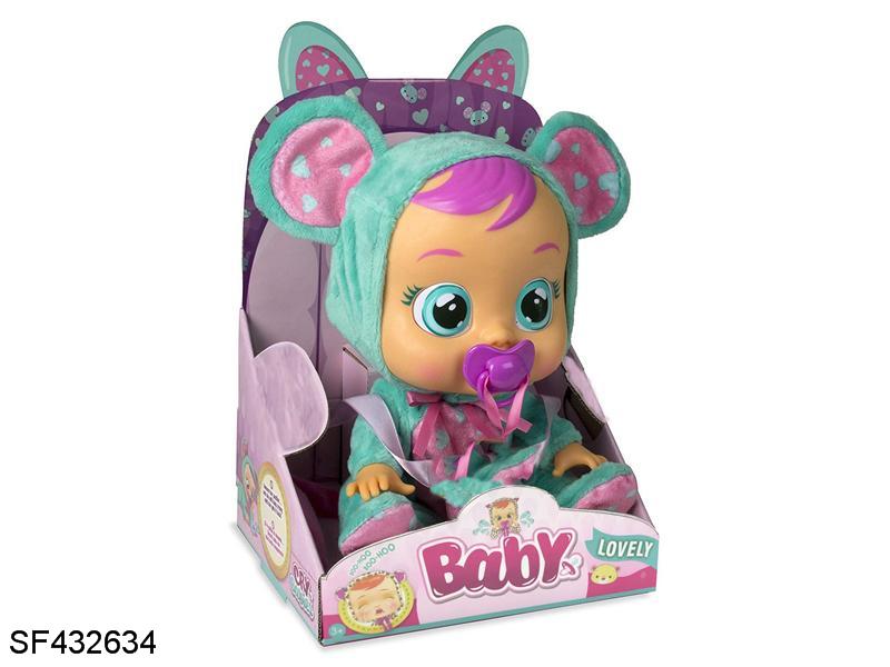 14寸搪胶哭泣娃娃带四声音乐带奶嘴