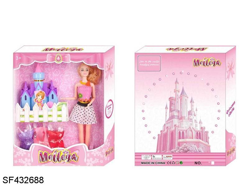 11.5寸11关节实身芭比带城堡带衣服