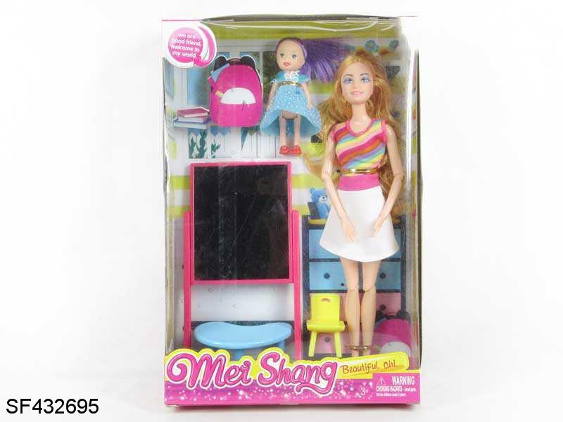 11.5寸12关节实身时装芭比带3寸实身芭比带黑板带椅子