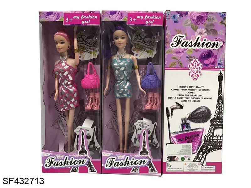 11.5寸实身夏天时装芭比带包和鞋子的城市两款式混装