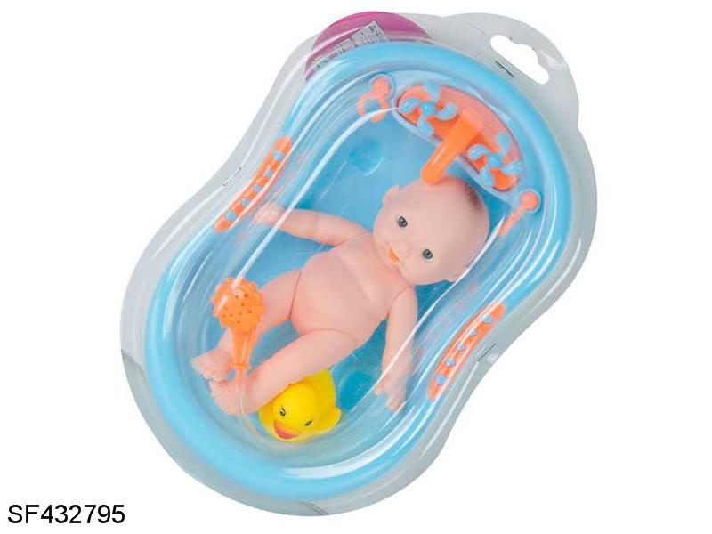 5寸搪胶表情娃娃配浴池/鸭子