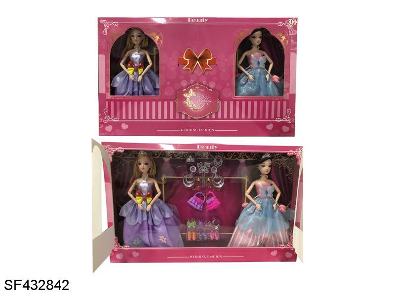 11寸实身3D眼婚纱芭比(2只装)