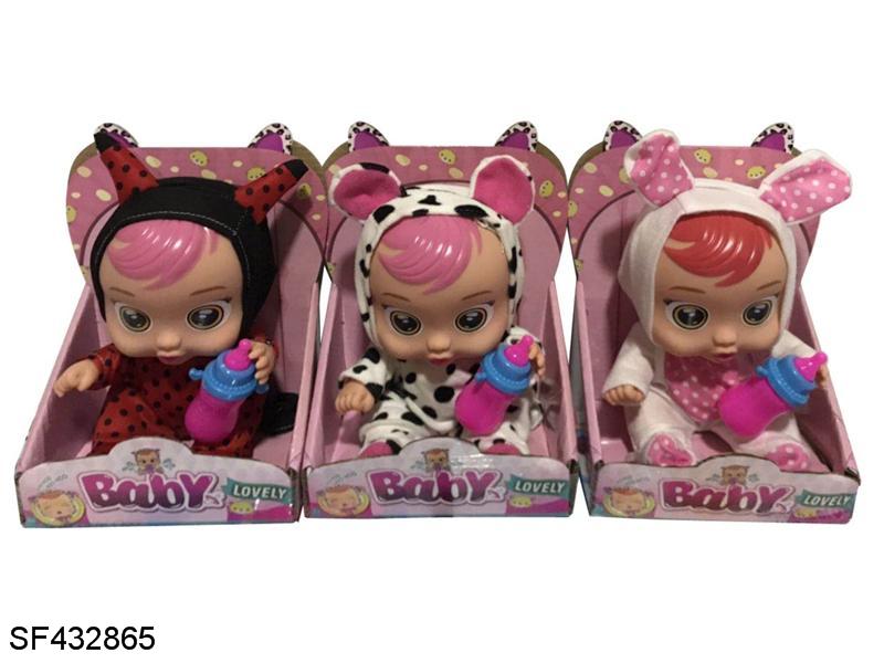 10寸搪胶哭泣娃娃会喝水流泪带四声音乐+奶瓶(3款混装)