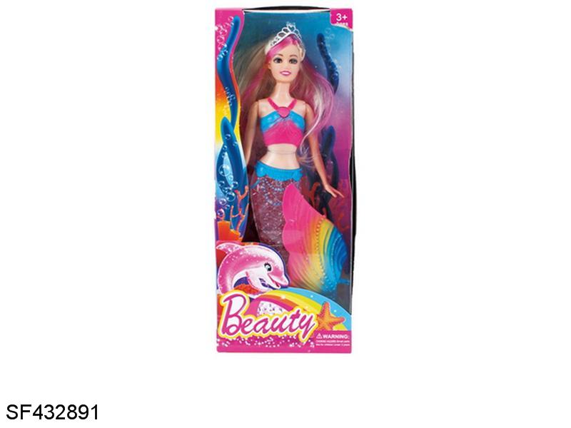 14寸实身彩色鱼尾带音乐灯光美人鱼+皇冠