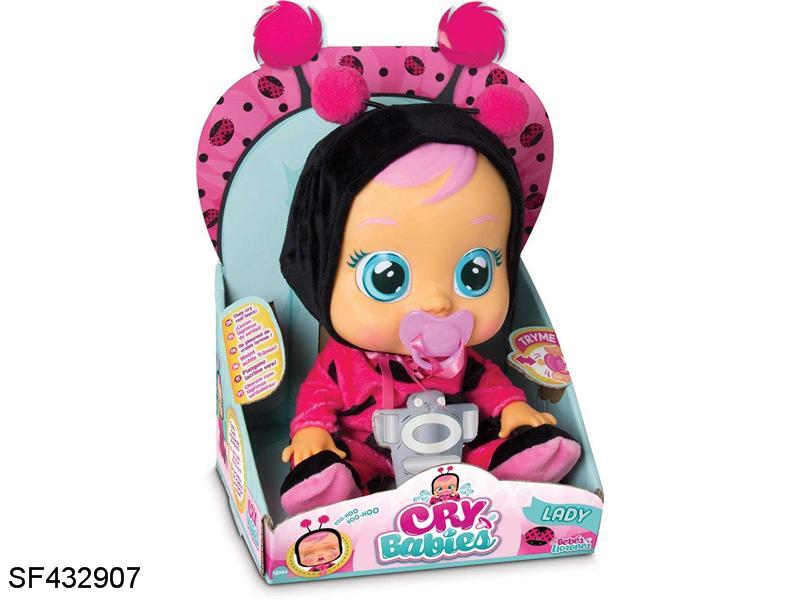 14寸搪胶哭泣娃娃带四声音乐带奶嘴