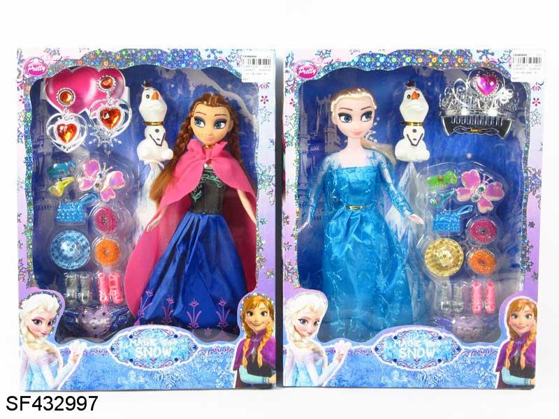 11寸实身冰雪芭比加雪宝加饰品