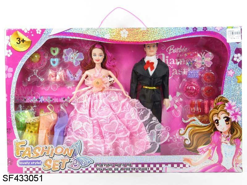 11.5寸实身婚纱夫妻芭比带衣服配件