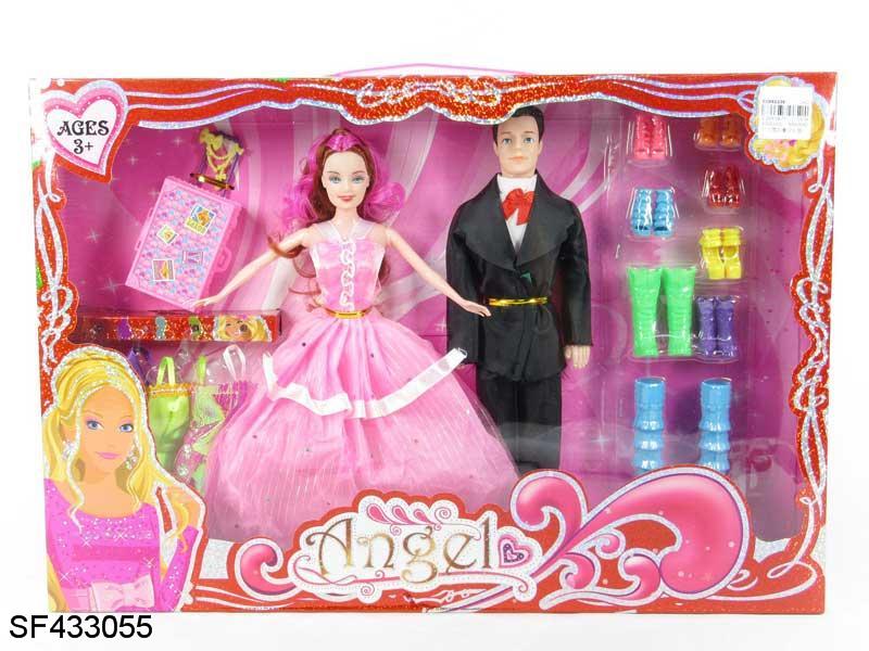 11.5寸实身婚纱夫妻芭比带衣服配件