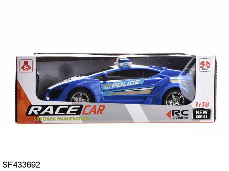 四通1:18带灯光兰博基尼遥控警车(红/蓝)包电