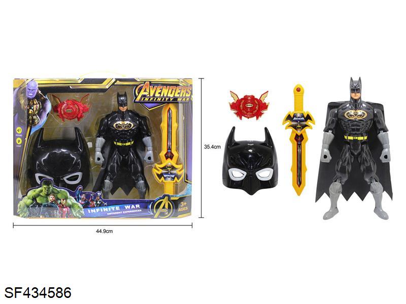 黑蝙蝠侠(面具+公仔+剑+发射器)灯光声音