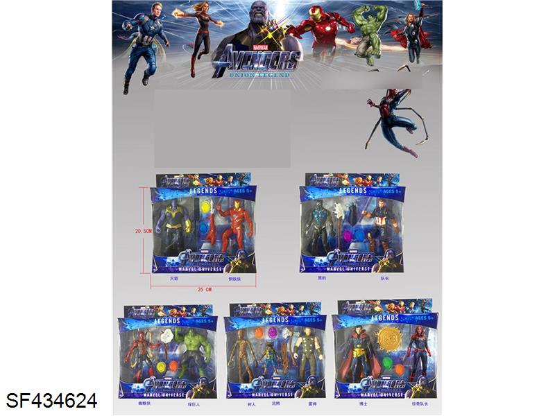 6.5寸复仇者联盟多关节可动配武器带灯公仔(5款混装)