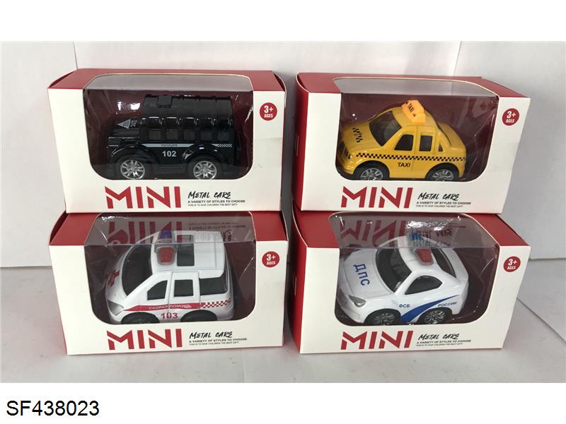 Q版合金回力城市车(4款混装)俄文