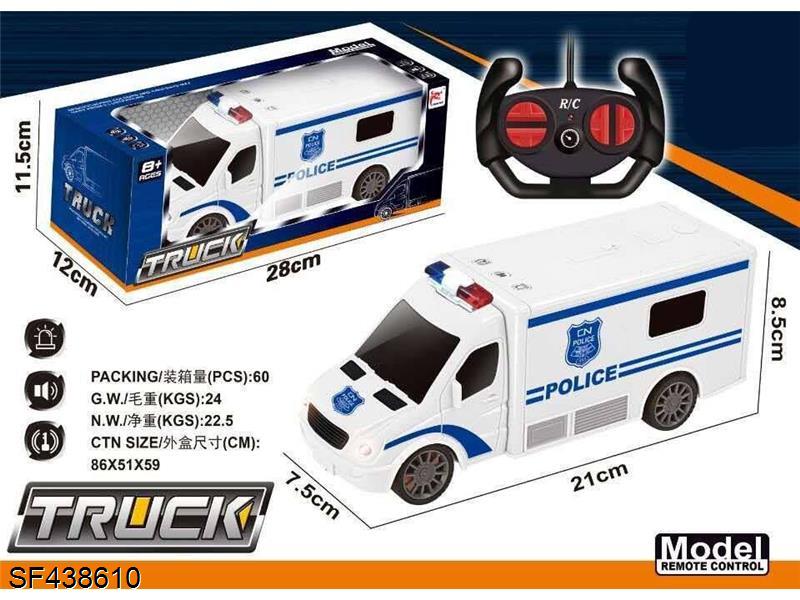五通遥控警车带闪灯+声音(不包电)