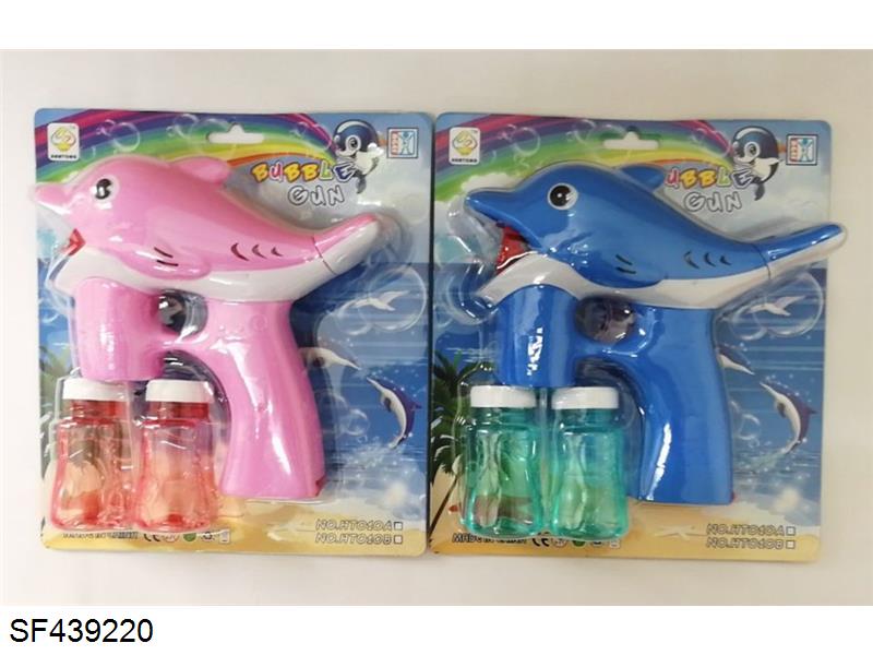 海豚实色电动泡泡枪带灯光音乐(蓝/粉红)