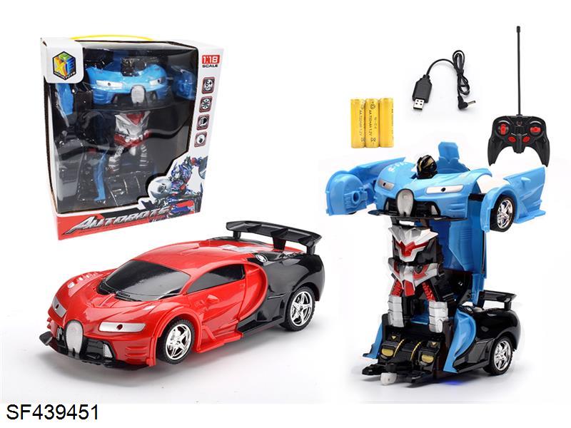 四通1：18布加迪遥控变形车(包电)红/蓝