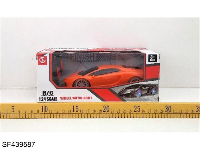 1:24四通兰博基尼遥控车(车轮带灯/3款混装)绿色/红色/橙色