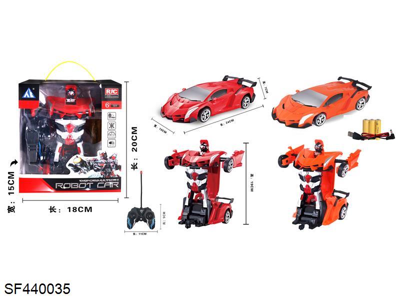 1:18五通一键变形兰博基尼遥控车.红橙,包电