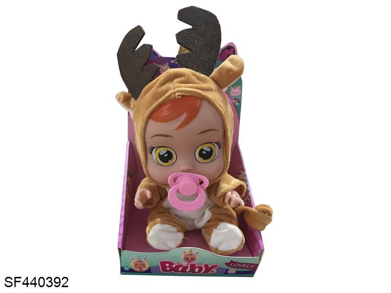 14寸搪胶哭泣娃娃带4声音乐/奶嘴/流泪功能