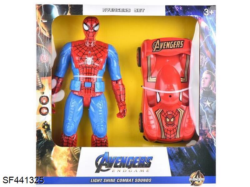 蓝蜘蛛侠带灯光+蜘蛛侠仿真车组合(包电)