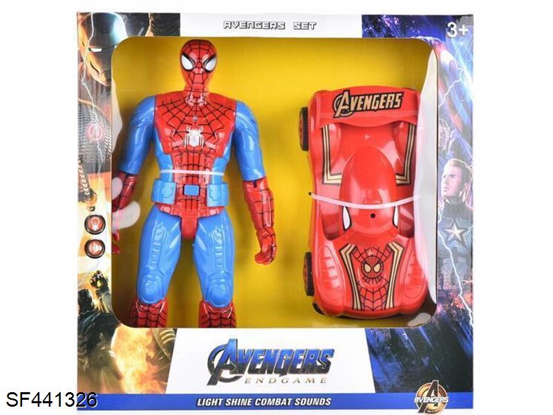 蓝蜘蛛侠带灯光语音+蜘蛛侠仿真车组合(包电)