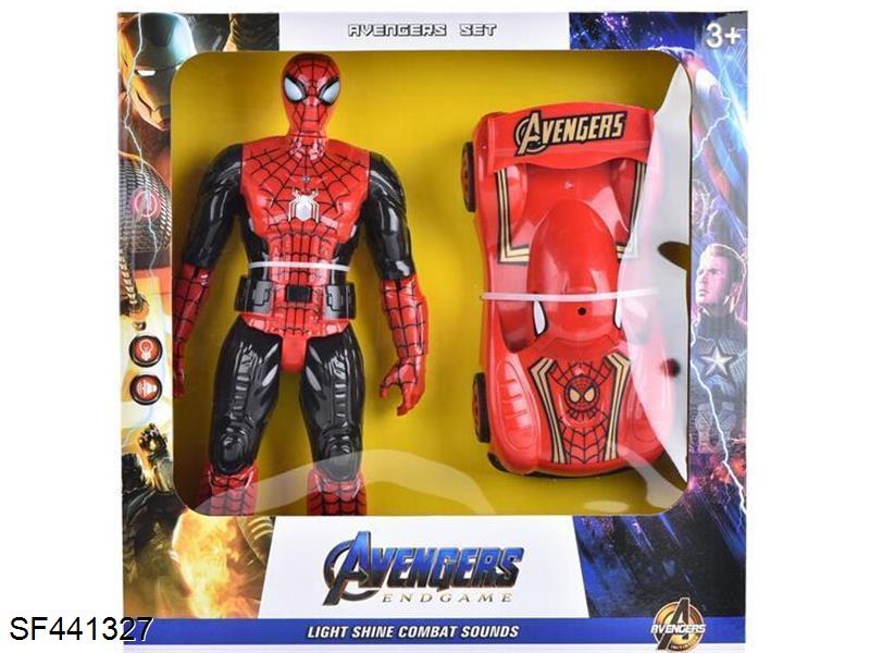 黑蜘蛛侠带灯光+蜘蛛侠仿真车组合(包电)