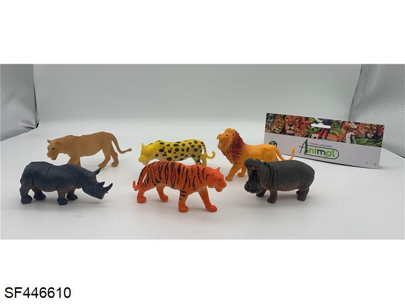 6寸动物(豹子+狮子+老虎+豹+河马+犀牛)