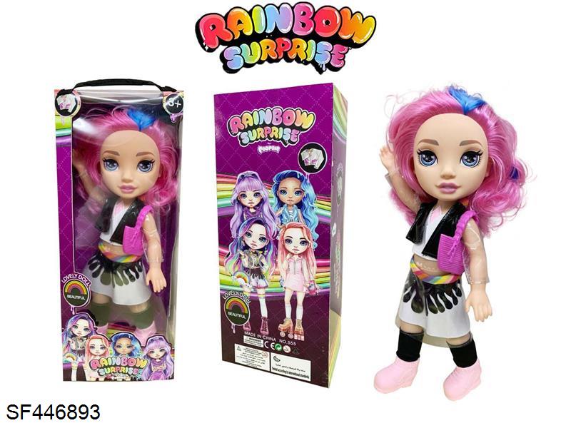 16寸实身带灯光音乐主题曲独角兽史莱姆娃娃带雪地鞋带手提包/衣服是抗寒雪花衣服