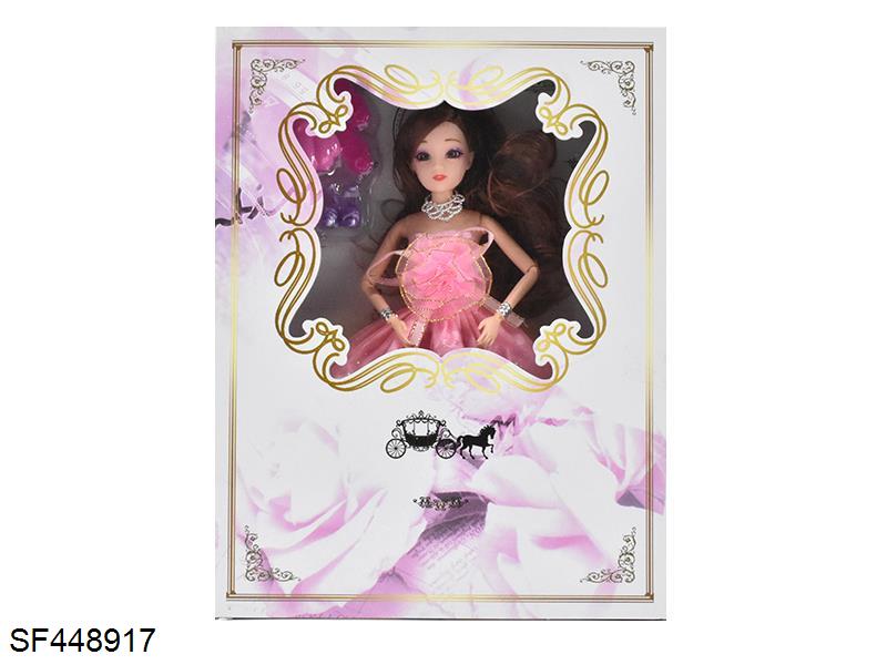11.5寸12关节3D眼珠实身带花婚纱公主芭比带配件