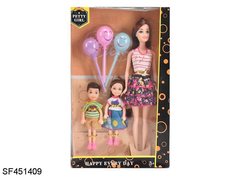 新款11寸实身时装美女带儿子和女儿气球