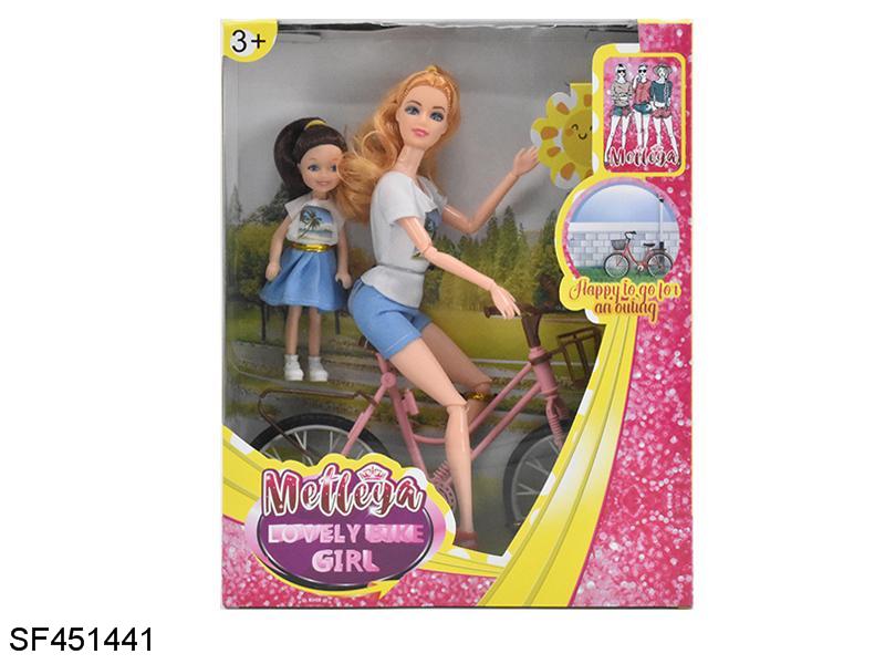 新款主题11寸12管IE实身时装长发公主带小女孩骑自行车