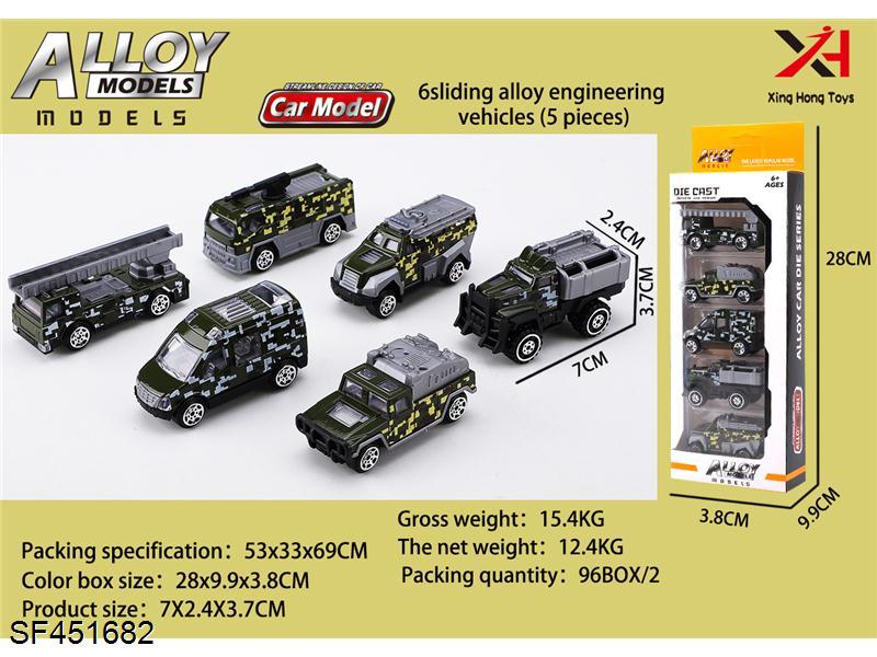 1：64滑行合金军事车（英文版，5pcs/盒）