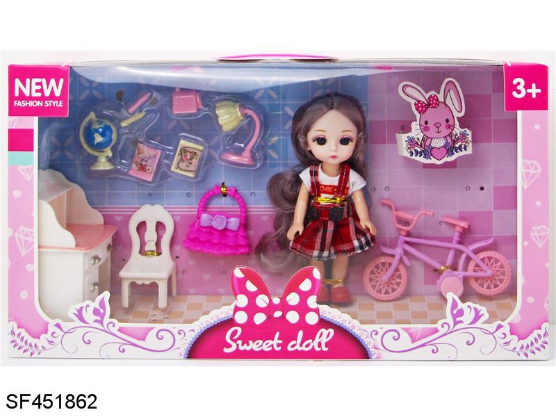 6寸重身5关节3D真眼小萝莉带书桌单车（英文礼盒）