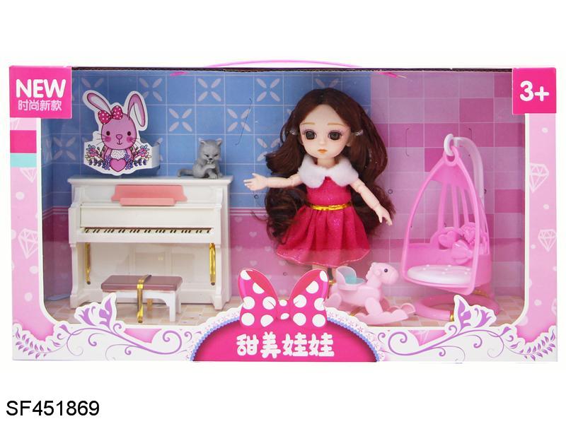 6寸球型实身13关节3D真眼小萝莉带钢琴